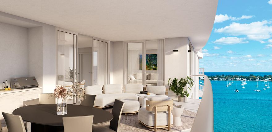 ALBA PALM BEACH - an exclusive, boutique waterfront retreat on the Intracoastal in West Palm Beach. ALBA offers just 55 residences with breathtaking views of Palm Beach, the Intracoastal, ocean, and city skyline. Residence 903 features 2 bedrooms, a den, and 2.5 bathrooms. The sought-after 'C' line boasts east-west exposures, delivering spectacular sunrise-to-sunset vistas. Enjoy over 570 sqft of outdoor living with a spacious terrace and summer kitchen. This new construction building offers refined waterfront living with a full-time concierge, valet, 25,000 sqft of amenities including sunrise & sunset pools, owner's lounge, private dining, and fitness center. Experience the pinnacle of luxury on the Intracoastal with 24hr Valet and Security.