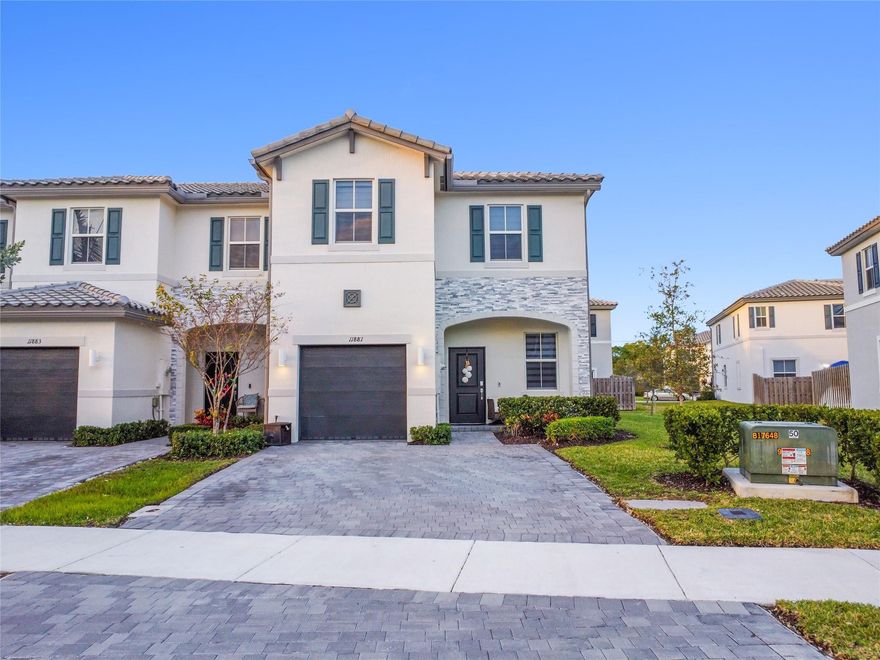 Virtual tour = Real video! Welcome to gated newer-construction Sunset Trails! This 4-bedroom corner unit offers a bright, open, & modern layout. The kitchen features white cabinetry, quartz countertops, stainless steel appliances, a breakfast bar, & a pantry! Immaculately kept! Sellers completed numerous upgrades beyond the basic builder package, including real wood stairs and landing, upgraded light fixtures, enhanced kitchen and bath hardware, and zebra blinds throughout. The spacious primary suite includes a walk-in closet plus an additional wall closet. Enjoy a private fenced backyard with patio. Community amenities include a pool, spa, playground, and gated entry. Impact windows and doors provide peace of mind, lower insurance costs, and energy efficiency. Low monthly HOA! Won't last!