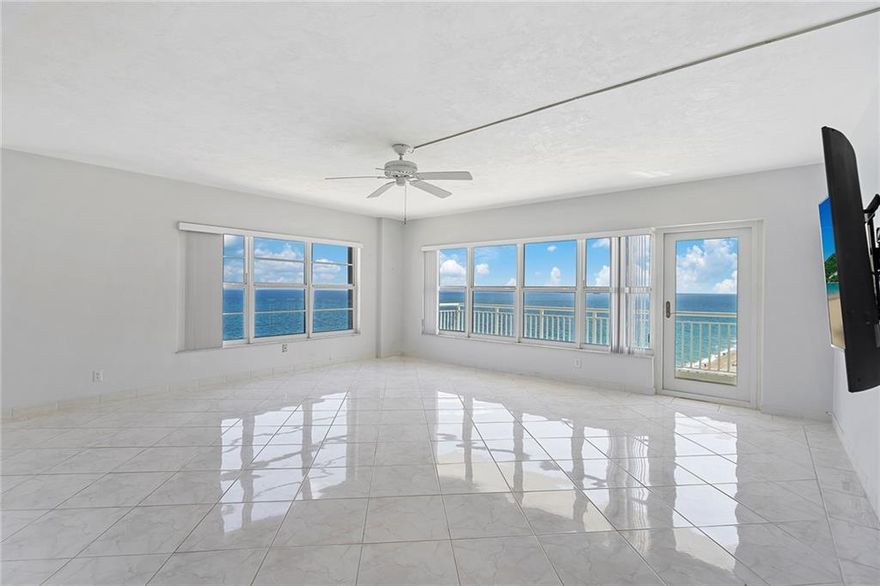 PRICE CORRECTION.  DIRECT OCEAN VIEWS.  SOUTHEAST CORNER UNIT.  Look out over the beautiful Atlantic Ocean from your kitchen, dining room, living room, and bedrooms.  Two large closets (1 walk-in) in master. Open kitchen and washer & dryer in the unit.  The unit has impact windows and an impact balcony door. Monthly fees include water, sewer, trash removal, interior pest control, high-speed WiFi, and enhanced cable with HBO.  Covered garage parking space #134 valued at $50,000  included in the sale and there is additional free outside parking available. Extra storage on the same floor. Located in the beautiful Regency Tower which sits directly on the sand.  Groceries, pharmacies, banks, restaurants, stores, services, and Dunkin' Donuts are right across the street.