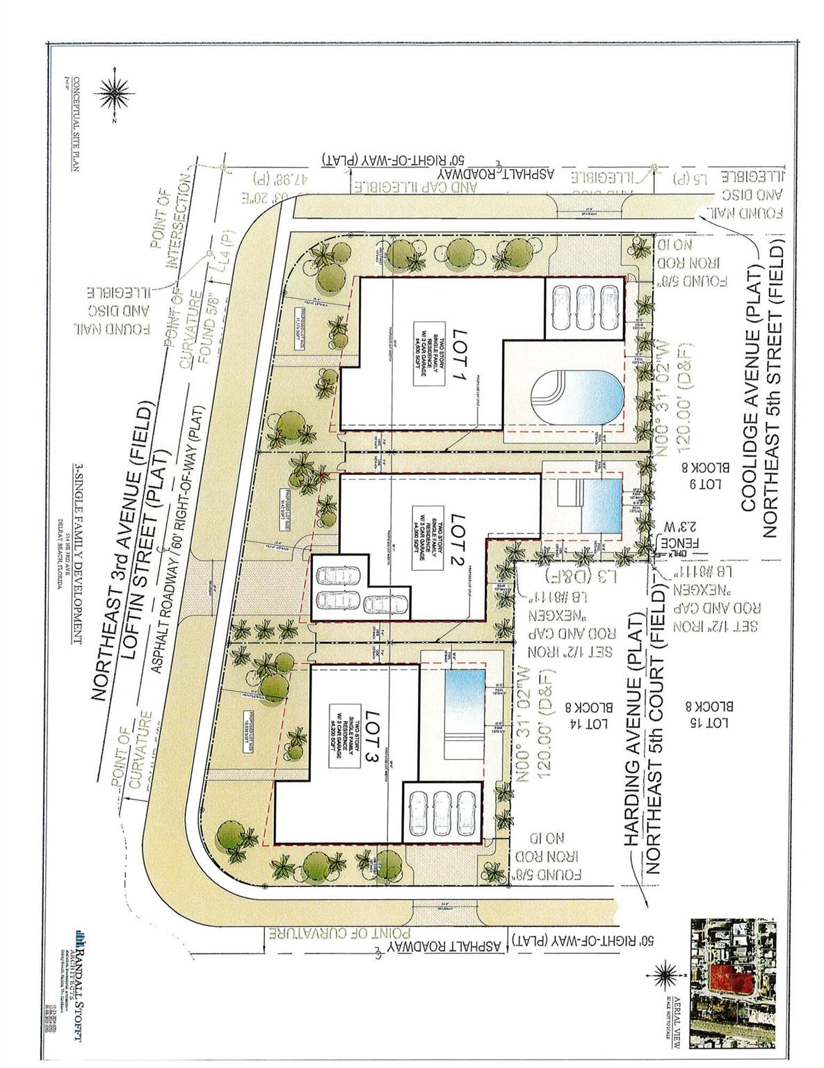 Exceptional development opportunity in a highly sought-after neighborhood, surrounded by upscale single-family homes and townhomes. Lot will be delivered cleared and ready for construction, complete with approved plans for a contemporary, luxury single-family home. Prime location east of Federal Highway, close to Atlantic Avenue and the beach. Please note that this property is being sold as three separate lots each will have their own parcel number. The current plans and renderings are not the final approved ones.