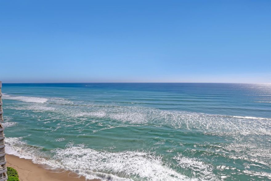 Stunning views from Ocean to intracoastal in this spacious 3BR/4BA unit. Directly on the ocean. Large cover balcony.  Den has a full bathroom with murphy bed to make a fourth bedroom with privacy sliding door when needed. Bedrooms are split floor plan with each have their own bathrooms with water views.  Marble floors, impact windows throughout. Beautifully furnished. Building amenities 24 hr. concierge, pool, spa, tennis court, gym, game room, 1 garage parking space.