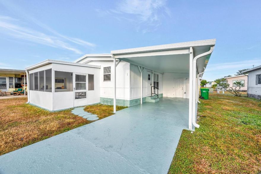 Welcome to this cozy 2-bedroom, 2-bath mobile home with a brand new roof and carport and remodeled throughout! Nestled in a peaceful and friendly neighborhood, this home offers the perfect blend of comfort, convenience, and relaxed Florida living.  
As part of the Barefoot Bay community, you'll have access to fantastic amenities including a clubhouse, pool, tennis courts, and a boat ramp for water enthusiasts. The community's proximity to the Indian River Lagoon offers plenty of opportunities for outdoor activities like fishing, boating, and kayaking.
Whether you're looking for a full-time residence or a seasonal getaway, this mobile home in Barefoot Bay offers a relaxed and affordable way to experience the best of Florida living. Don't miss your chance to own a piece of paradise.