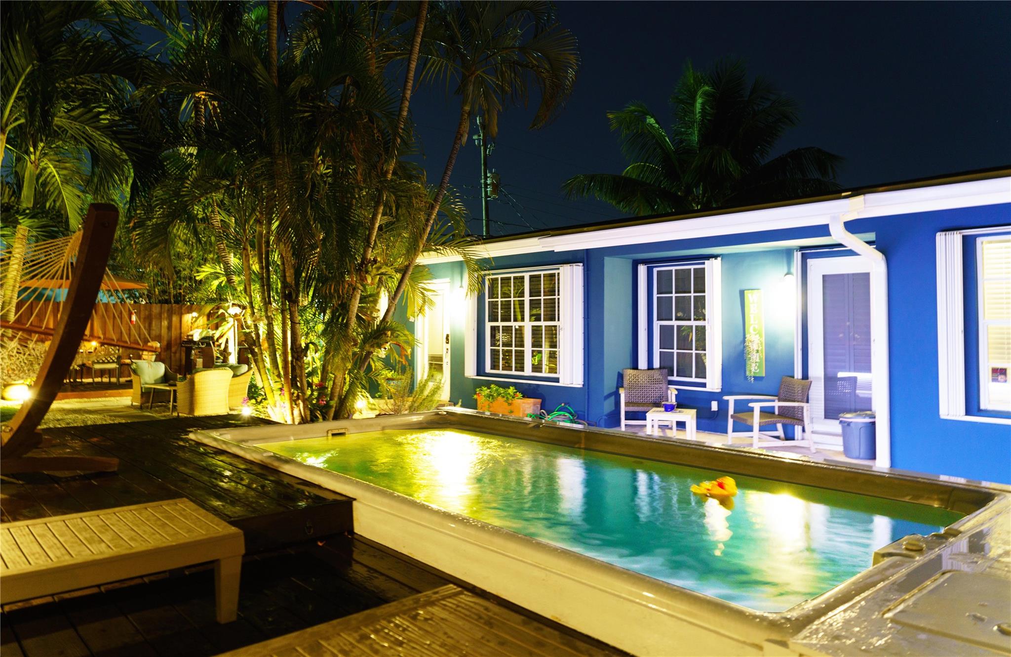 BIG PRICE IMPROVEMENT! Stunning, income producing furnished duplex (2/2 & 1/1) or (1/1, 1/1 & an efficiency) is an investment for savvy buyers. Resort-style amenities, prime location, long or short-term rentals. You'll be captivated by lush landscaping, custom lighting, pool, Jacuzzi, hammock, & dedicated dining/grilling area. Inside, SS appliances, porcelain flooring, quartz counters & wood cabinetry, tankless water heater, W/D in each unit. This duplex is also hurricane-set w a newer roof (2021), storm protected windows, ensuring lower insurance costs. Located in the downtown Oakland Park culinary district with walkability to everything! Funky Buddha Brewery, great restaurants, nightlife, Wilton Manors & the beaches, this is an ideal vacation rental hotspot with year-round demand.
