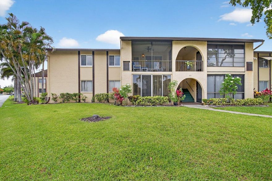 Welcome to this beautifully maintained 2-bedroom, 1.5-bath condo nestled in the peaceful 55+ community of Pine Ridge III in Greenacres. This unit features hurricane-impact windows throughout, offering peace of mind and energy efficiency year-round. Step inside to discover a bright and inviting living space with modern luxury vinyl flooring, a spacious living/dining area, and a screened-in balcony perfect for morning coffee or relaxing evenings. The updated kitchen boasts ample cabinetry and a pass-through to the dining area, making entertaining a breeze. Enjoy comfortable living with a newer AC unit (2019) and generous bedroom sizes--each with plenty of closet space.