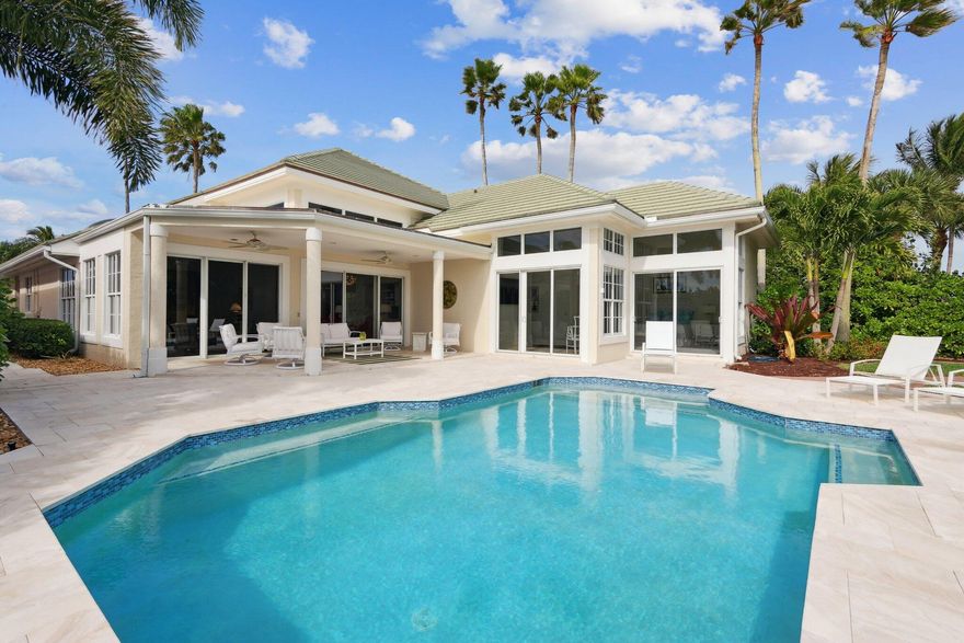 Enjoy smart design and comfort in this beautiful 3 bedroom, 4 1/2 bath Sailfish Point golf course home. This property offers seamless indoor-outdoor spaces perfect for entertaining or relaxing poolside, impact glass, travertine floors throughout, chef's kitchen, 2 1/2 car garage, and professionally landscaped yard with travertine pool deck and sparkling pool. Possible golf membership available. Sailfish Point offers the ultimate Florida resort lifestyle with its oceanfront country club, fine and casual dining, 1.5 miles of glorious beach, Har-Tru tennis courts, pickleball, Jack Nicklaus 'Signature' golf course, state-of-the-art fitness center and spa, aquatics complex, helipad, and 24/7 guarded & patrolled security for peace of mind. Sailfish is located within minutes of Witham Field with US Customs on site.
