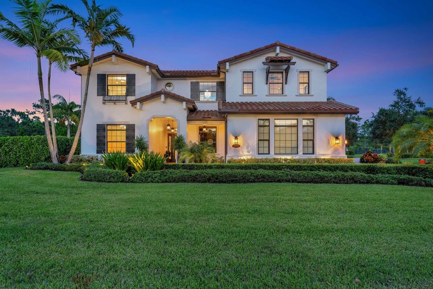 Introducing a once-in-a-lifetime opportunity! Step into the lap of luxury with this exquisite Mediterranean-style masterpiece nestled in the prestigious Prado community of Jupiter. Experience the ultimate in convenience with easy access to beaches, golf courses, shopping, and major highways like I-95 and the Florida Turnpike.Situated on a sprawling 1.1 acre lot, this home offers unparalleled privacy thanks to its prime location next to the tranquil Pennock Preserve. Surrounded by lush, tropical landscaping, you'll feel like you've stepped into your own private paradise. The stunning award-winning LED-lit pool serves as the centerpiece of the outdoor oasis, featuring multiple levels, a lap lane, fountains, overflowing urns, and a luxurious hot tub.