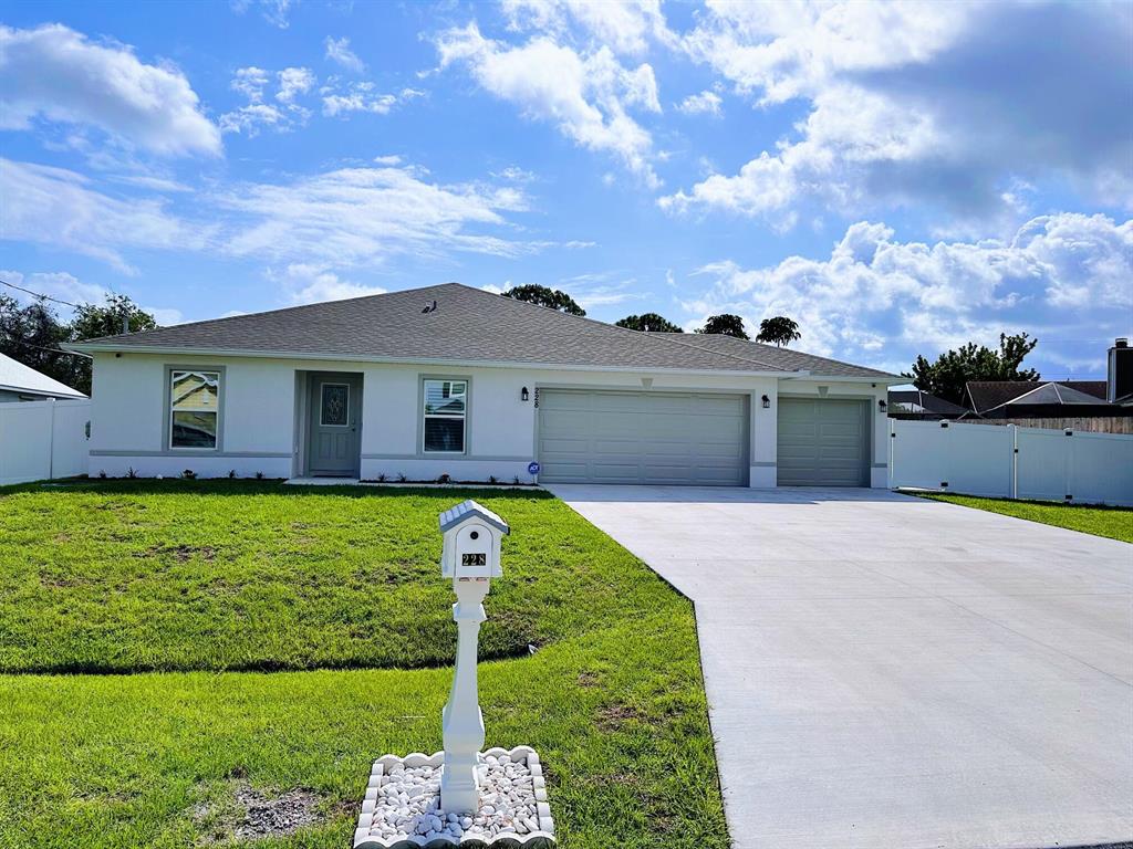 4/2/3 CBS home located in a desirable location close to schools, shopping, local boat launch, parks, I95, and the turnpike. The home was built in 2022 and features 4 bedrooms and a den/office, tile throughout all the main areas, granite counter tops, upgraded kitchen cabinets, s/s appliances, custom walk-in closet, custom plantation shutter blinds, 5 inch base boards, fenced yard, shed, and much more. Schedule your private showing today.