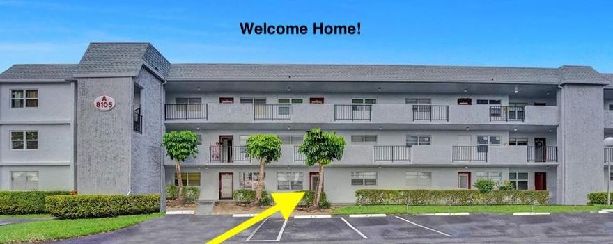 LOCATION, LOCATION, LOCATION!!  First floor unit in a desirable Tamarac community.  Super SPACIOUS one bedroom unit with a walk in closet and a private screened patio overlooking a TRANQUIL water view.  Ceramic tile throughout entire unit with a galley kitchen and room for a breakfast table!  White appliances, updated cabinets and LOTS of counter space. Plantation Shutters, Washer / Dryer in the unit. Assn says 55+ / 700+ credit / $40K income / no minimum down payment requirement, and yes, the association requires 12 months of association (aka in consideration that this will be your first 12 months of association fees - buyer won’t have to pay additional association fees for these period of time)