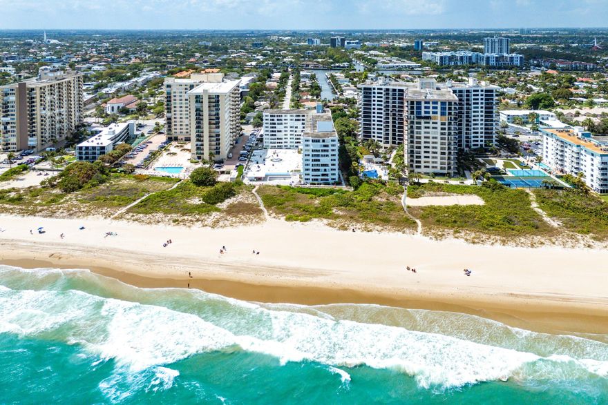 Direct, unobstructed stunning ocean views take center stage in this 2 bedroom and 2 bathroom 3rd floor unit, offering a truly breathtaking coastal backdrop from the moment you enter. Wake up to the sound of the waves and enjoy endless blue water vistas from your private balcony and primary bedroom. The unit features all impact windows, a 2025 water heater, 2021 A/C, and has been freshly painted throughout. Spacious layout that includes 2 generous bedrooms and 2 full baths. The second bedroom provides ample space for guests, while the open living areas are filled with natural light and refreshing sea breezes.  The building has recently been painted and completed its 50-year certification, offering added confidence for future ownership. In addition, the courtyard and pool area are nearing completion of a full, stunning renovation—enhancing the overall beauty and lifestyle of the community. Included is a covered parking space by the front entrance and an extra large storage area. Monthly dues also include insurance, reserves, real estate taxes. Enjoy a wide range of amenities DirectTV, internet, water, sewer, pest control, heated pool, security, on-site management, and complimentary washer and dryer use. Step outside to direct beach access or relax in the oceanfront BBQ area with cabana baths—perfect for embracing the South Florida lifestyle.  Co-op ownership.