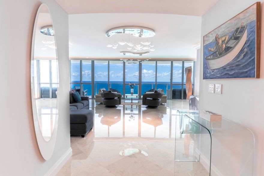 FOR THE MOST DISCERNING TASTE FOR SOPHISTICATED LIVING! THIS LUXURY 29TH FLOOR. 180° STUNNING OCEAN VIEWS FEATURED FROM ALL PRINCIPAL ROOMS, THREE WATERFRONT BALCONIES. 3 BEDROOMS, 3.5 BATHS, ELEVATOR OPENS TO YOUR DOUBLE DOOR ENTRANCE.