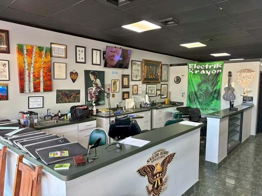 Well established (oldest in Hollywood) & respected tattoo shop for sale.Been in business since 1997.Prime location on main street, high visibility, lots of traffic, close to main highways between Ft Lauderdale and Miami.Currently performs tattoos & body piercings. 3 individual tattoo stations w/sinks/power/storage in main tattoo pit, 2 separate rooms currently used for piercings & private tattooing, private restroom, work area.Building is leased for $2500/month (subject to building owner approval of new lease)Great opportunity for a local or someone who’s interested in relocating to South Florida to take advantage of secure & stable business.Parking in front of bldg & additional in the rear. Located in strip mall.DO NOT BOTHER CURRENT OWNER/EMPLOYEES. Contact me if interested