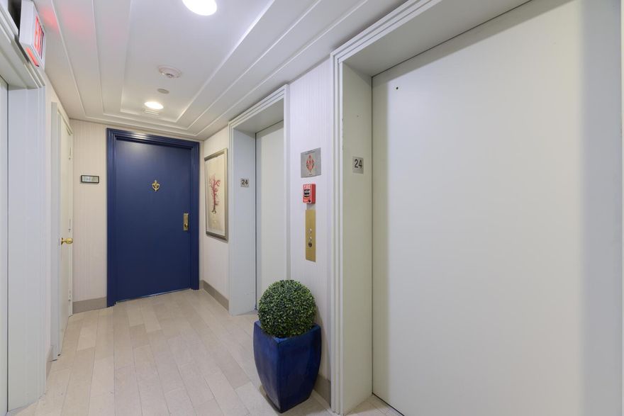 Sleek, modern and luxuriously fully renovated unit. Two bedroom, two and a half baths with sweeping views of the Ocean, Intracoastal Waterway, and the Island of Palm Beach. Over 2,100 total sq.ft. Generous living area. Features include Italian porcelain tile, Miele appliances, custom cabinets, hurricane impact doors and windows, custom walk-in closets, makeup vanity, designer quartz/porcelain countertops, motorized privacy shades, wet bar, surround sound, and ample storage space throughout. East and West exposures. Outdoor balcony offers exceptional living/dining space and water views. Full service, luxury building with 24-hour security, valet parking, concierge, two swimming pools, fitness room, conference room, and tennis court with pickleball. Pet friendly.