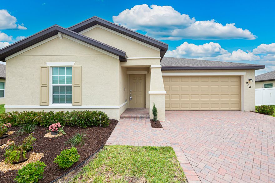 Welcome home to this beautifully constructed home located in the sought-after Bent Creek community. Freshly painted and move-in ready, this home features a spacious kitchen with stainless steel appliances, stylish backsplash, upgraded fixtures, walk-in pantry, and a large island overlooking the great room—perfect for entertaining family and friends. Conveniently situated just 3 miles from I-95 and the Florida Turnpike, commuting is effortless. Residents enjoy a low HOA fee while taking advantage of exceptional community amenities including a clubhouse, resort-style pool, basketball court, playground, and fitness center. Experience comfort, convenience, and modern living all in one place!