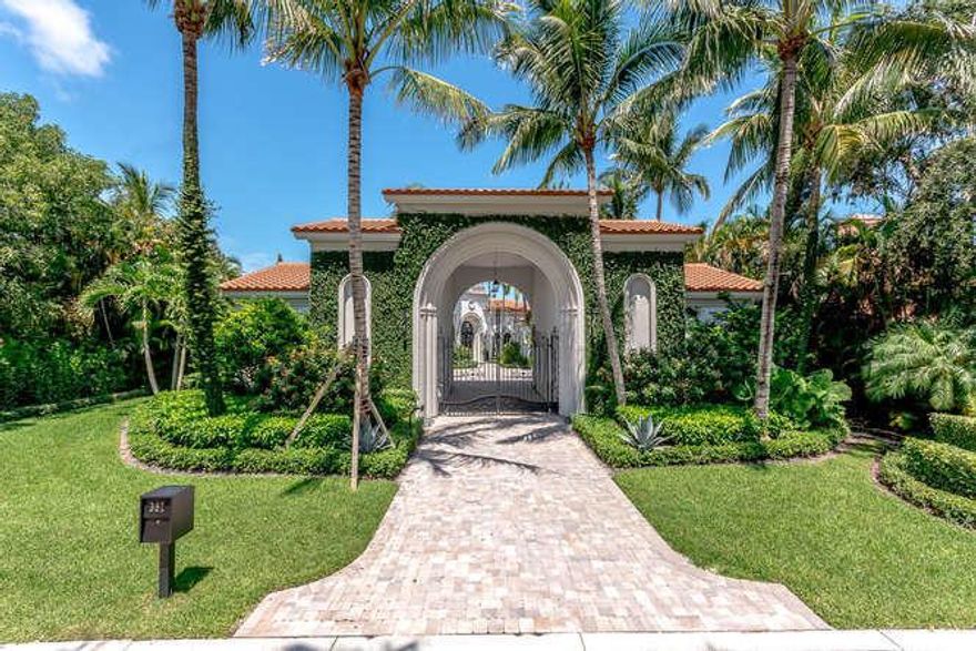 Find the place where you can lose yourself in this RESTYLED Tuscan treasure. This gated enclave of only 5 waterfront estates offers a private setting for this redesigned jewel.  The open floor plan perfectly blends the original character of the house with modern style and simplicity creating a smart, casual elegance. Situated in the heart of Jupiter on 100 ft of direct intracoastal waterway, this stunning  5 bedroom home features a guest house and separate flex space, gym/studio and oversized 3 car garage. Beautifully appointed with all impact windows, stunning ceiling work , all marble flooring and lush landscaping to name a few. Entertaining possibilities are endless, with the well designed outdoor space, boasting a covered patio, outdoor kitchen, pool and dockage for a luxury yacht.