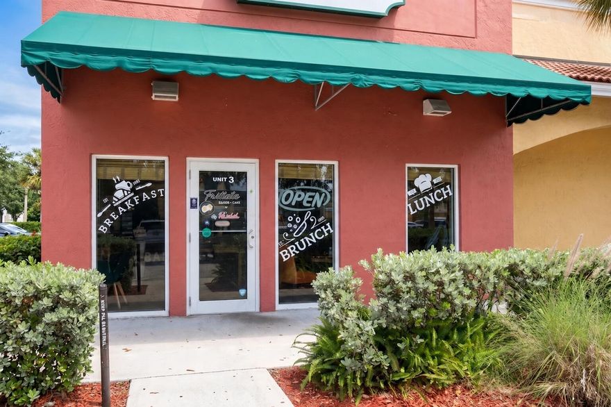 Turnkey Restaurant Bistro opportunity in a high-visibility Port St. Lucie plaza. Includes beer & wine license. Fully operational breakfast, brunch & lunch, features a dual-concept layout combining a full-service dining room with a dedicated bakery/café counter. The beautifully appointed interior showcases tufted banquettes, exposed brick, floral ceiling installations, and a professional espresso bar with glass pastry display reflecting significant owner investment in décor and finishes, the majority of equipment and decoration completed within the last two years. Strong potential to extend into dinner service. Fully equipped commercial kitchen with mostly new equipment installed within the last two years also. Ample plaza parking with strong daily traffic along this major corridor.