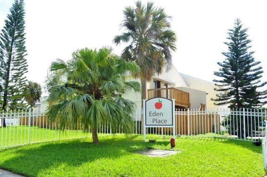 IF LOOKING FOR AN UPGRADED UNIT WITH A TENANT ON MONTH TO MONTH, CHECK OUT THIS UNIT. TENANT HAS BEEN THERE FOR 5 YEARS, WOULD LIKE TO STAY.  EDEN PLACE IS GATED, HAS 128 UNITS, ALL 1 BDRM/1 BATH CONDOS. YOUR FIRST FLOOR CONDO HAS A FENCED IN COURTYARD WITH ROOM FOR BARBECUE, PATIO FURNITURE AND PLANTS!! FEATURES:  LAMINATE FLOORING, FULL SIZE WASHER/DRYER, BREAKFAST BAR, GRANITE COUNTERTOPS, 14' X 14' BEDROOM WITH SPACIOUS CLOSET. BATHROOM HAS A WONDERFUL ROMAN BATHTUB WITH SHOWER, VANITY AND MORE!!!  EDEN PLACE HAS A SPACIOUS POOL/PATIO AREA TO ENJOY!!! WATER IS INCLUDED IN YOUR CONDO DUES OF $502.00 PER MONTH, NO ASSESSMENTS. CASH ONLY...  YOUR CENTRALLY LOCATED BY THE MALL WITH GREAT RESTAURANTS, SHOPS OF ALL KINDS, CITY PLACE, KRAVIS CENTER, THE OCEAN AND MUCH MORE!!!