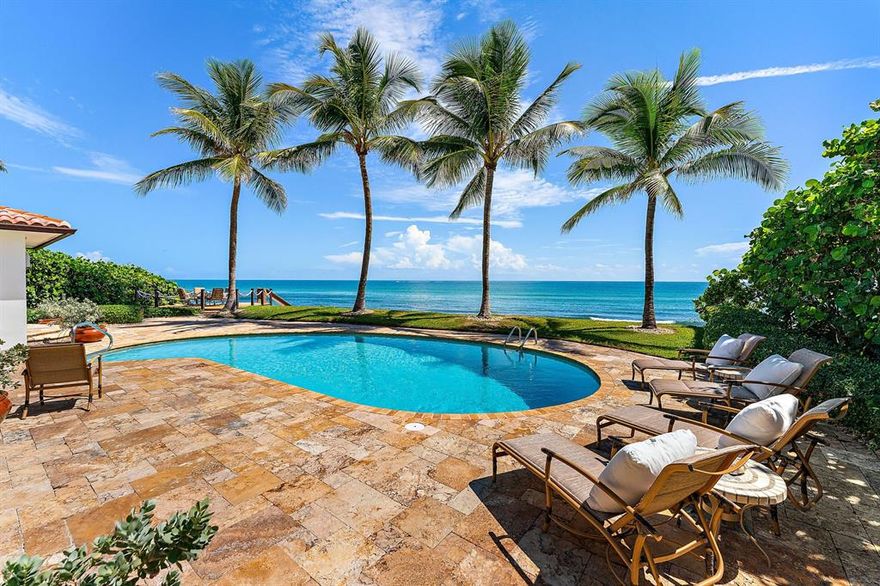 This exquisite estate located on Jupiter Island is a rare gem in South Florida, offering an unparalleled lifestyle experience. Situated between the Atlantic Ocean and the Intracoastal Waterway, residents of this breathtaking property can enjoy a picturesque setting with natural beauty and ample opportunities for water-based activities.Start your day with awe-inspiring sunrises over the ocean and spend your time immersing yourself in the tropical views while observing local marine life such as manatees, porpoises, and sea turtles in the pristine waters. For boating enthusiasts, a private beach, dock, and boat lift on the Intracoastal side are available to enjoy waterfront activities.The main house boasts a stunning owner's suite with ocean views, spacious closets, and separate his a