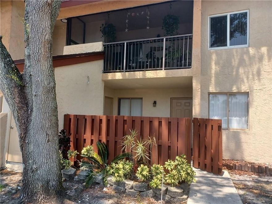 All ages, first floor, 2/2 CONDO with a private front patio, outdoor storage room and a screened balcony.  This place is like new.  Upgraded kitchen, bathrooms, blinds, range with plenty of cabinets.  Washer and dryer in the unit. Almost everything upgraded recently (1-3 yrs).  Owners' suite with walk-in closet. Garden view from the back and pool view from the front. Your assigned parking space is right in front of the unit. Friendly neighbors and community.  Complex is well maintained with beautiful pool. Located minutes from shopping, dining, medical facilities and transportation. Association approval, credit and background check required. Pets allowed. Water included.