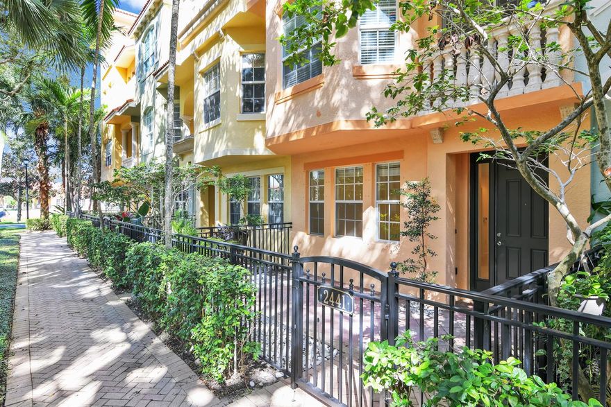 Welcome to this tri-level 3 bdrm, 3.5 Bath townhome in the Heart of Palm Beach Gardens whici has it all. This gem has dual primary bedrooms, an efficient kitchen which is loaded with storage, stainless steel appliances, granite countertops, subway tile backsplash AND huge walk-in pantry. The 1st floor bedroom features French doors and closet built ins. Situated in a most desirable private, tropically landscaped, courtyard setting, this 2-car garage townhome provides wonderful opportunities for entertaining or just relaxing on one of the 3 tranquil balcony/patios this home offers. Located across from the pool/clubhouse. Tenant pays Water, Electric, and Resident Benefit Package of $64.95 which includes Renters Insurance, Air Filters and more.HOA refundable common area deposit $1500