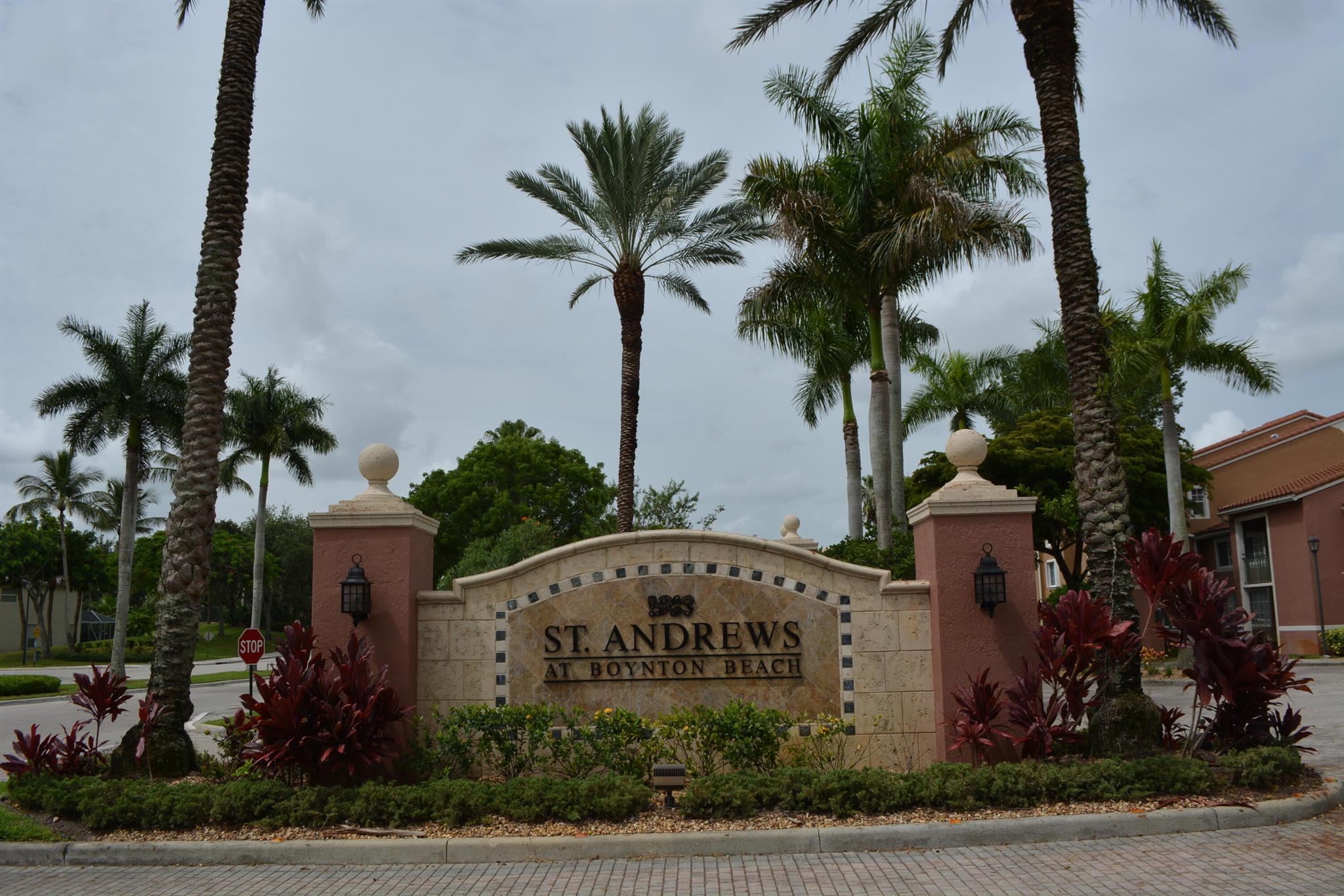 Welcome to the desirable gated community of St Andrews in Boynton Beach. This rare 3-bedroom, 2-bath spacious unit, is located on the ground floor. Very desirable for the A-rated school zone from elementary to high school, this neighborhood is wonderful for everyone and is within walking distance to West Boynton Rec Center and Park. The community also features an beautiful Tuscan style pool and jacuzzi, along with a full-sized racquetball court and a state of the art workout facility for your healthy lifestyle. Cable and water are included in the HOA fee. It is in close proximity to major roads, shopping, highways, restaurants, beaches, parks, airports, and more.