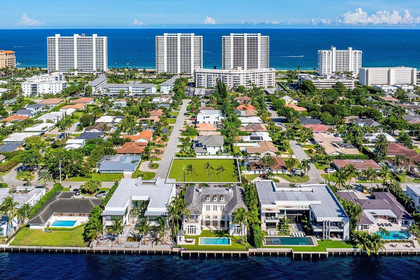 This corner lot is located in an exclusive section of Spanish River Land, at the corner of Spanish River Rd with spectacular homes and Malaga Drive, with new estate homes across the street, on the Intracoastal. Rarely available location for you to build your dream home. Walking distance to the ocean, pristine beaches, The Boca Raton Resort Hotel / World Class Golf Course and upscale Downtown Boca Raton. Lot spans approximately 9,823 square feet (0.24 acre) and can accommodate a home of up to 6,100 square feet under air, depending on your architectural design plans, plus an additional 500 square foot guest house. It includes demolition, site clearing, and geotechnical site preparation work.