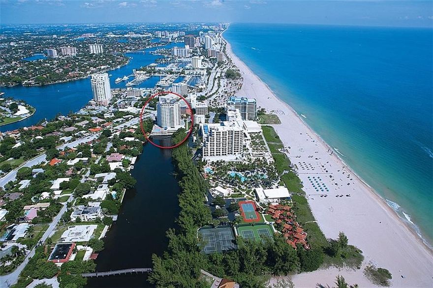 Steps from Ft Ld Beach, restaurants, spas, gyms & the water taxi. Updated condo with Intracoastal, city & ocean views. 1BR, 1FBA, 1HBA, 1 covered parking space. Open gourmet kitchen ideal for entertaining opens to large great rm. The spacious master suite, custom walk-in closet, 2nd closet, lavish bathrm, electric shades, crown molding. Hurricane impact windows & door & open balcony. W/D in unit. Outstanding amenities, new gym, kayak & bike storage & charging stations for electric cars. Sq ft from BCPA.