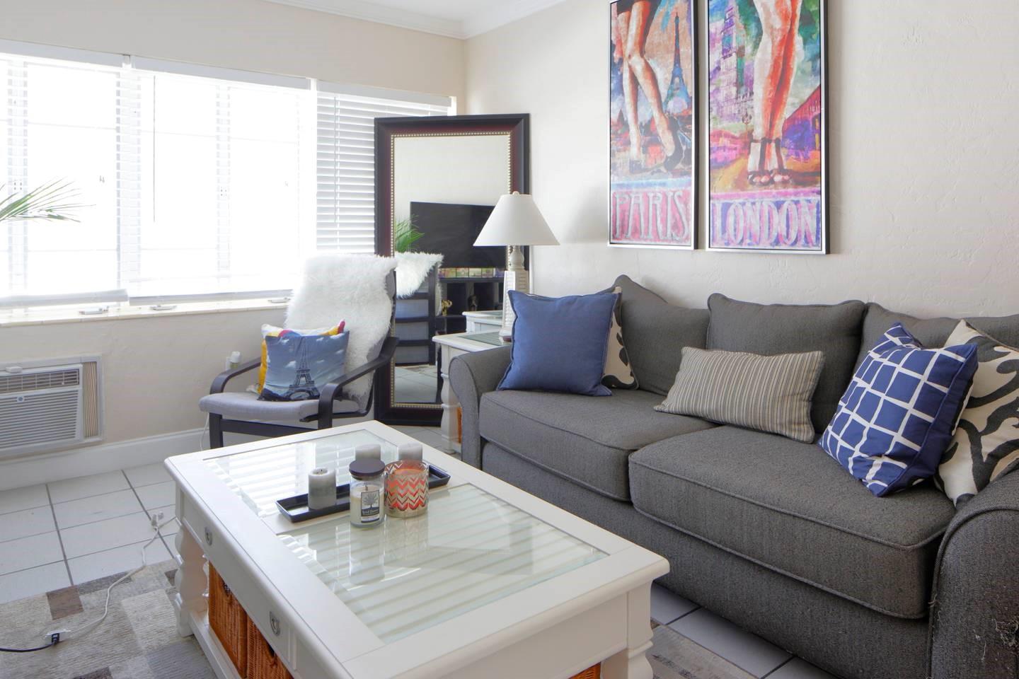 Spacious 1 bedroom and 1 bath apartment ready for someone to call it HOME. **** PROMOTION First month        FREE!!!, last month and a half-month security deposit only for qualified prospects (15-month lease). Unit has UPDATED KITCHEN with SS APPLIANCES. Unit also features lots of natural light, NEW Laminate floors throughout, plenty of closet space and large porch to enjoy Florida Weather.  Unit located in a gated, quiet and secure building.
 Laundry facility on site. Unit is walking distance to the beach and to Bal Harbour Mall & Restaurants, Haulover
 Beach, North Shore Beach & Oleta River State Park. Ample street parking. CATs OK, NO DOGS.