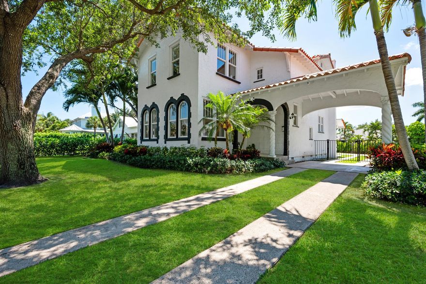 Welcome to an extraordinary opportunity to own a piece of history in the heart of Delray Beach. This unique Mediterranean Revival estate, originally constructed in 1925 and carefully relocated from West Palm Beach to its current location in 1994, is a stunning example of timeless elegance and historic preservation. Set on an expansive 12,000 square foot lot, this 4-bedroom, 4-bathroom home is an ideal haven for those who appreciate the blend of historical charm and modern luxury.  Just a short stroll from the vibrant Atlantic Avenue and a block away from the eclectic Pineapple Grove, this property offers unparalleled convenience in one of Delray Beach's most sought-after neighborhoods. Step into timeless charm and elegance in this beautifully renovated home featuring original wood floors