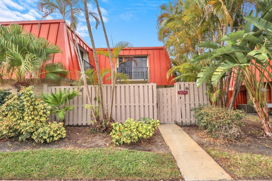 Spacious 2BR/2BA rental in desirable Palm Beach Gardens featuring a charming layout filled with natural light. Sliding glass doors both downstairs and upstairs brighten the home. Private fenced patio perfect for relaxing or entertaining. Each bedrooms with its own balcony. Tile flooring throughout the main living spaces. Washer and dryer inside unit and basic cable included. Small pet welcome.