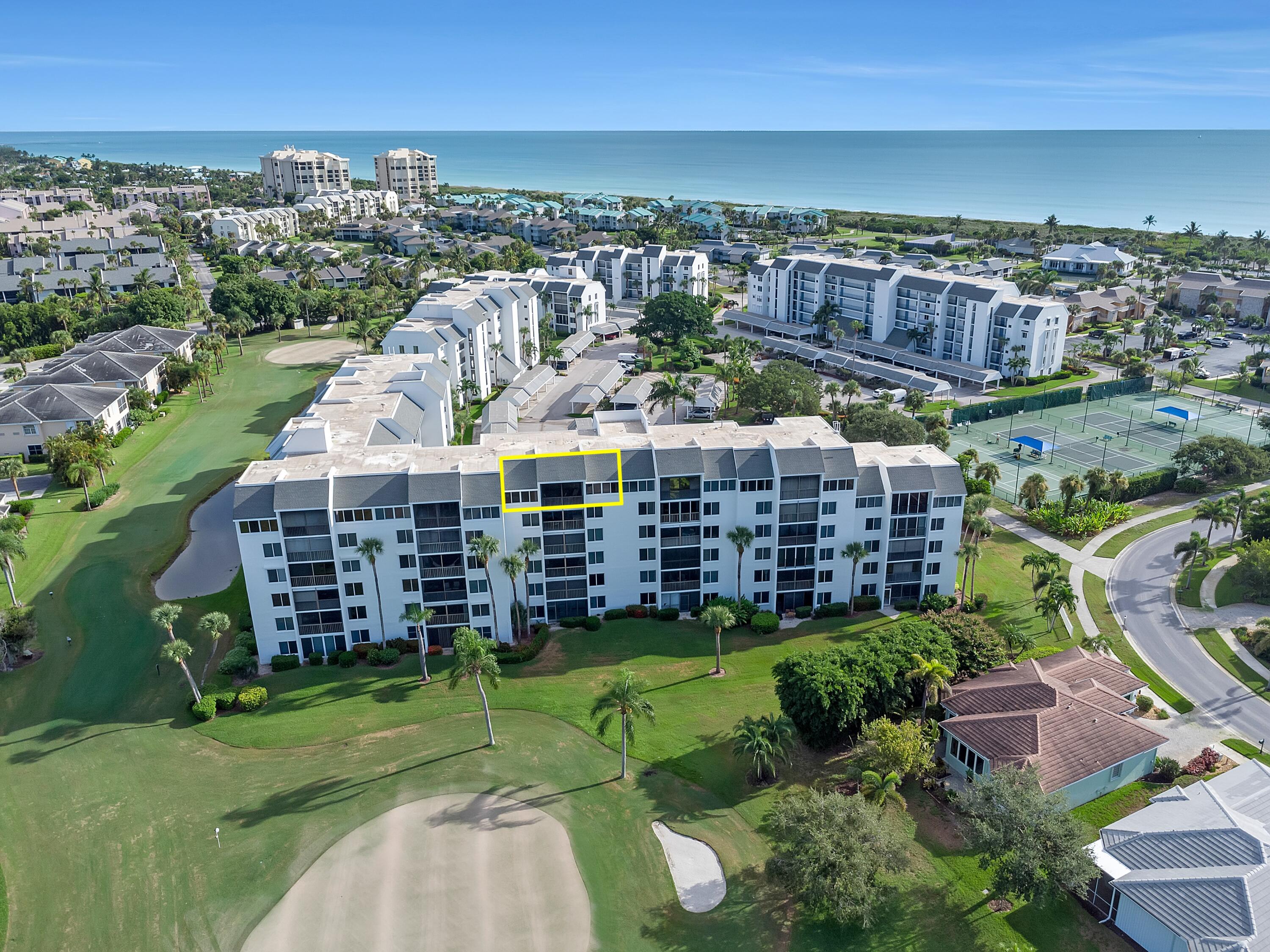 Top floor, high ceilings and expansive views of the river from this 2 bedroom 2 bath condo. Fully furnished complete with luxury vinyl floors throughout, stainless steel appliances and updated baths this condo is ready to move right in. Gated community located along 3000 ft of private beaches and amenities galore: 4 swimming pools, tennis, pickleball, golf, bocce ball, shuffleboard, fitness center and clubhouse all for your enjoyment. Onsite tiki bar by the main pool creates a lively and fun atmosphere plus an onsite oceanfront restaurant for enjoyable dinners with a view. Come see this gem today!
