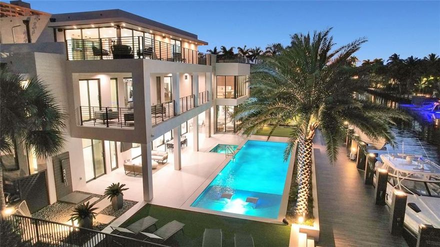 200' waterfront custom 2021 Las Olas estate positioned one lot off Intracoastal Waterway in the exclusive Seven Isles neighborhood. Double lot, 200' total waterfront with lift.