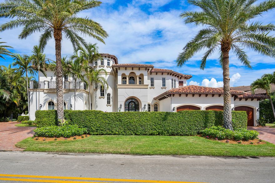 A unique opportunity to own this gorgeous estate located in the premier oceanside community of Sun and Surf. Situated on a sprawling .38 acre waterfront lot boasting incredible privacy, this custom built home features an expansive 95 foot boat dock, intracoastal/golf views, and is a reflection of the aesthetic architecture that is Boca Raton. The impressive 7,298 total sqft residence features 6 bedrooms, 5 full & 1 half bathrooms, marble floors, 5 car garage with car lift, 4 gas fireplaces, elevator, generator, new seawall/dock, 2 laundry rooms, coffered ceilings, plus a 3rd floor for media room/gym/office. Resort-style amenities include a heated pool, waterfall, putting green, short walk to the beach, Red Reef Park & Golf Course, high-end shopping and dining, plus the Boca Raton Resort.