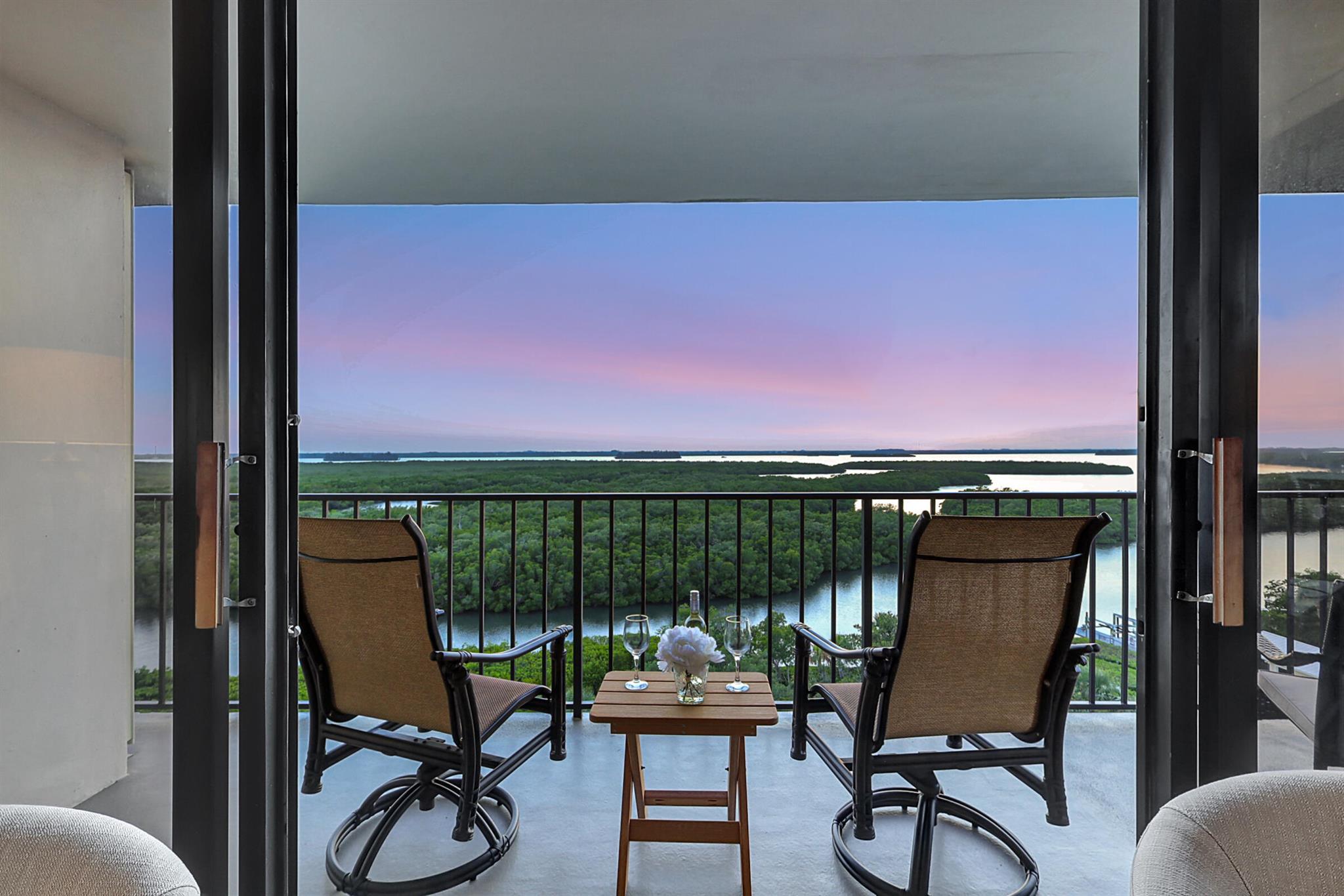 Breathtaking views of the Intercoastal and Ocean await you from this corner 8th-floor, 2-bedroom 2 bath condo. Enjoy spectacular Sunset views from your private balcony and enjoy watching the dolphins and Manatees as they swim playfully in the Indian River. A wrap-around balcony allows you to take advantage of both the Dramatic Ocean and River Vistas. When you are not taking in those views, you'll be enjoying the many great amenities of this wonderful Oceanfront community, with its own private deeded beach, heated pool, putting green, kayak launch, and many more, you will run out of time before running out of things to do. Conveniently located near shopping, museums, and great restaurants. All this is waiting for you!