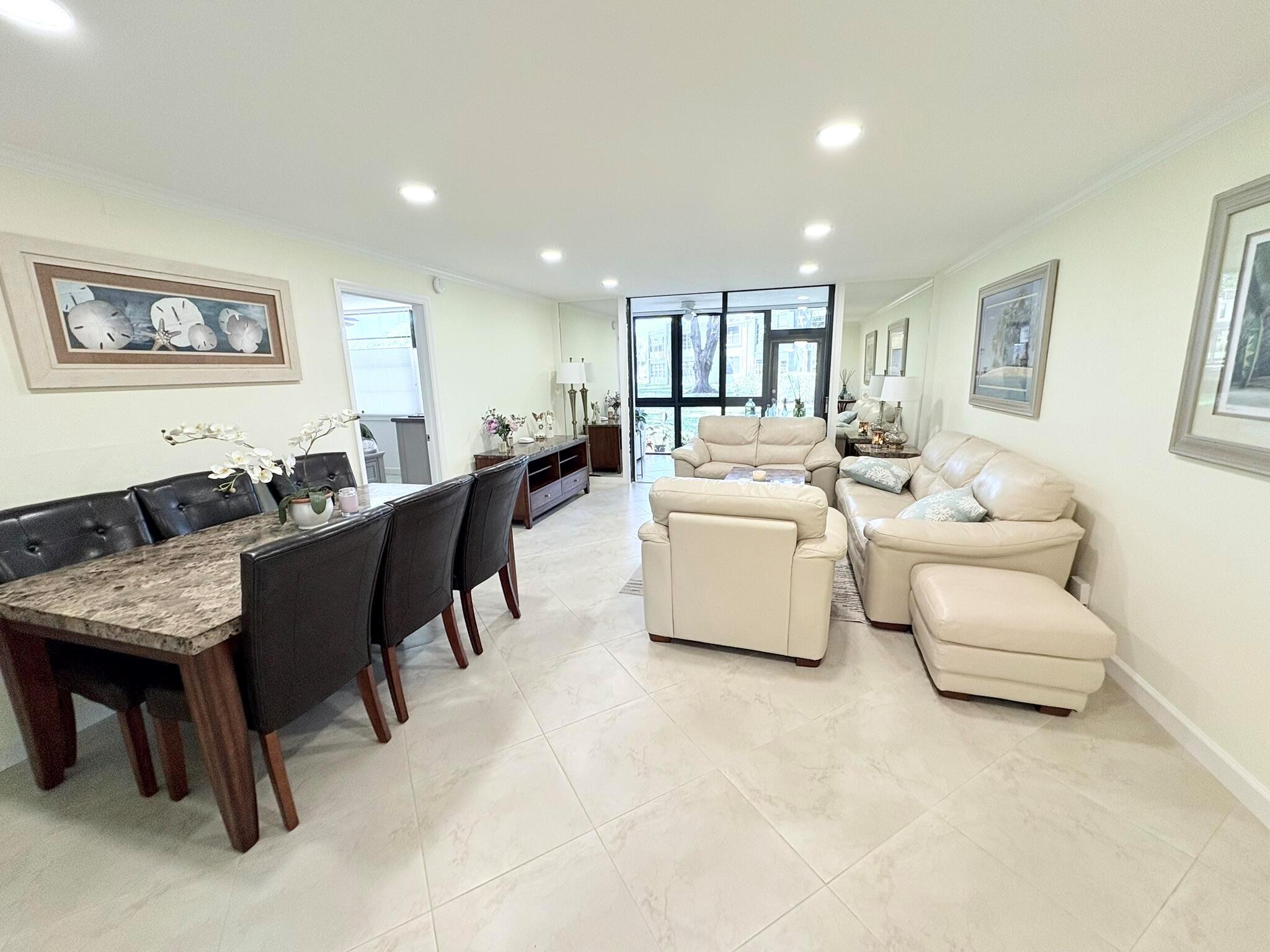 This charming 2-bedroom, 2-bathroom condo is located in a peaceful 55+ community and offers a comfortable, relaxing living experience. The unit includes an additional air-conditioned room on the balcony, perfect for a quiet retreat or a cozy home office. The kitchen is modern with beautiful granite countertops. Plenty of storage space in the apartment. Both bedrooms have their own en-suite bathrooms, and the condo is in excellent condition. You'll appreciate the convenience of parking right by the entrance. The community is welcoming and well-maintained, offering amenities like: two swimming pools, a gym, a library, a sauna, and even access to a golf course. Internet, water and cable are included in the rent, and the condo comes with a washer and dryer. Some furniture can be negotiated.