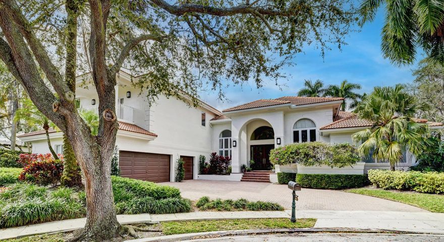 This spectacular, well-maintained two-story 6BR home in Les Jardins has it all.  Renovated marble Primary Bath and newly renovated pool.  Perfect layout for living and entertaining. Light and open with 16' ceilings and crown molding in living areas. Features media room, 1200-bottle wine storage room, upstairs guest suite, office, extra storage, and 2 playrooms. Spacious Primary Suite has large bath and 3 walk-in closets. Tankless water heaters, backup generator, new hurricane-code garage doors and front doors, newer roof, driveway, and stone patio.  Impact glass on second floor and most of first floor.  Lushly landscaped with French doors opening to pool and patio. Les Jardins is centrally located, close to shopping, dining, gyms, and A-rated public and private schools, and has parks, a