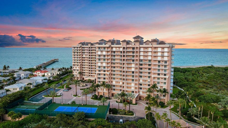 Breathtaking ocean-view residence in the prestigious Ocean Royale of Juno Beach. This spacious 3 bedroom, 2.5 bathroom Baltic model with a versatile media room/den offers over 2,600 square feet of refined living space with panoramic views of the Atlantic Ocean and tranquil preserve. Set in a full-service, luxury beachfront community, this residence boasts a private elevator entrance, a thoughtfully designed split-bedroom layout, and elegant upgrades throughout.