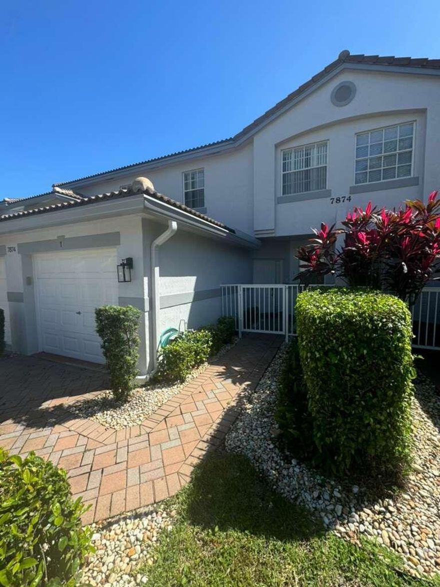 Move-in ready fully furnished 3/2 lakefront unit at the luxurious 55+ Grove Village gated community, just off of Boynton Beach Blvd and the Turnpike. Beautifully maintained, the spacious 1,375 sf home features a private entrance, garage, laundry room, and screened patio overlooking a peaceful water view. Den can easily be used as a 3rd bedroom. Vinyl & tile flooring, recessed lighting, newer AC, ceiling fans throughout, dining area & breakfast nook, as well as 2 full baths. The Grove offers resort-style amenities: renovated clubhouse, heated saltwater pool, gym, 24hr security, pickleball, tennis, shuffleboard, putting green, bocce, library, billiards. Rent includes water, cable, internet & landscaping. Vacant, easy to show, available ASAP. Furniture negotiable. Schedule a showing today!!!