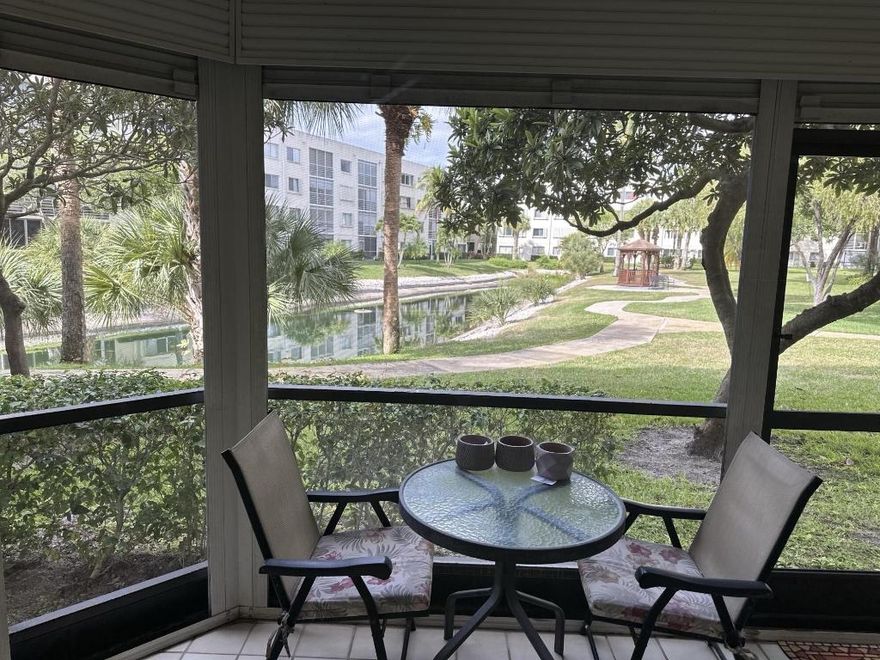 Fully furnished 2/2 on first floor, directly across from parking space #30. Water views from attached patio.  Move-in condition.with high-end furnnishings including Roche Bobois tv cabinet and buffet., just bring your toothbrush. 2 pools, meeting room, card room, sauna, library and lovely neighbors 650 credit score required for each applicant. Ownership of 18 months required before leasing.