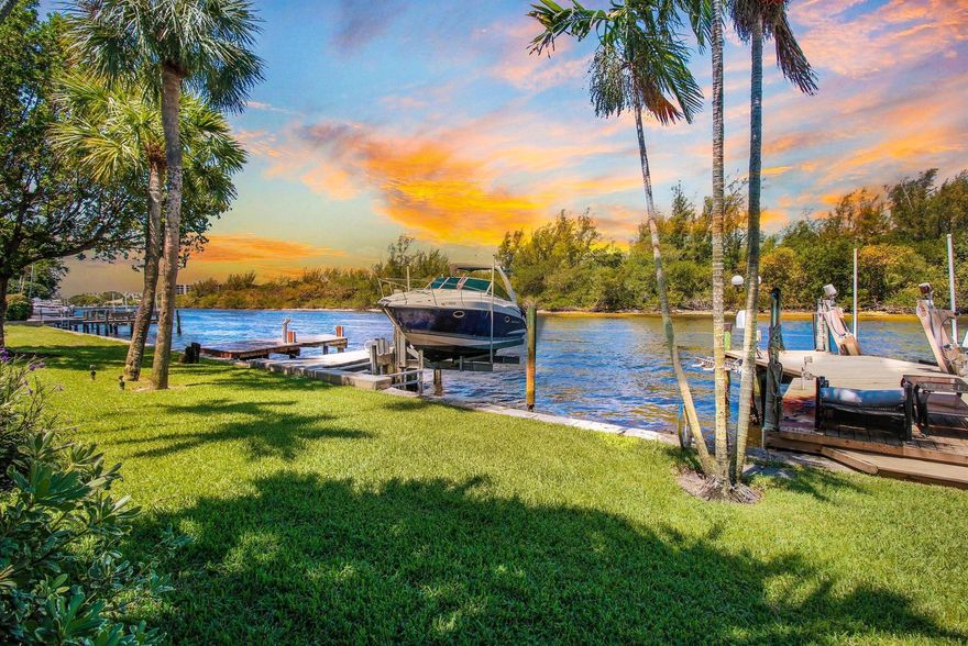 Rarely available, this beautifully remodeled townhouse. Is situated directly on the intracoastal waterway on the island, just blocks to the beach, shops, restaurants and bars. Perfect for a pied-a-terre, corporate retreat, beach cabana or retirement home. The townhouse boasts two en-suites, a downstairs power room, a garage, courtyard, a new AC, a tankless hot water heater, stone flooring throughout, a stainless steel kitchen, indoor/outdoor sound systems, an outdoor shower, a full-size washer/dryer and large primary bath with a jacuzzi tub, marble and dual sinks. Enjoy stunning views of never ending boat parades and the nature preserve from the comfort of your couch, kitchen and bedroom. This very low HOA property sits in a small four-unit complex and includes a deed for a deep water