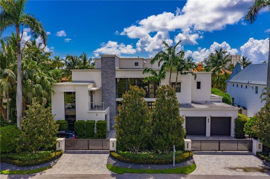 Beautiful 3-story modern estate in Nurmi Isles! 100' of deep water frontage, easy ocean access & no fixed bridges. This fully gated property greets you w/ an open floor plan, tons of natural light & limestone floors. Entertain guests in the eat-in kitchen, fully equipped w/ high end appliances & open to the family room. Large formal dining room, club/media room & 2,100 bottle wine cellar. Crestron Smart Home system, whole house generator & electronic shades. Wood floors upstairs lead to the en-suite bedrooms, all w/ their own balcony to enjoy serene water views. Large master bedroom w/ wet bar, his & hers baths/closets, steam shower & bonus room. Enjoy the outdoor oasis w/ infinity edge salt water pool, fireplace & outdoor shower. Conveniently located in the heart of Las Olas.
