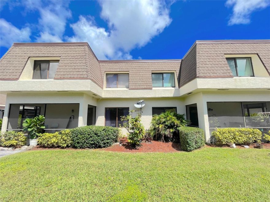 Stunning 2-story townhouse in the highly desirable Boca Raton area. 2 bedrooms with 2 full bathrooms upstairs, along with a convenient half bath on the lower level. Open and airy floor plan, nestled within a well-maintained community, this property offers easy access to excellent schools, restaurants, shopping, the Turnpike, and I-95. Two designated parking spaces right in front for your convenience. Plus, enjoy the benefits of the low HOA fees covering a range of amenities: Exterior insurance, Recently replaced roof (2023), Exterior Maintenance, Lawn care, Beautiful Community pool, Clubhouse, Cable TV, and more.  AC and water heater were both replaced in 2016. ALL AGES! MOVE IN READY!