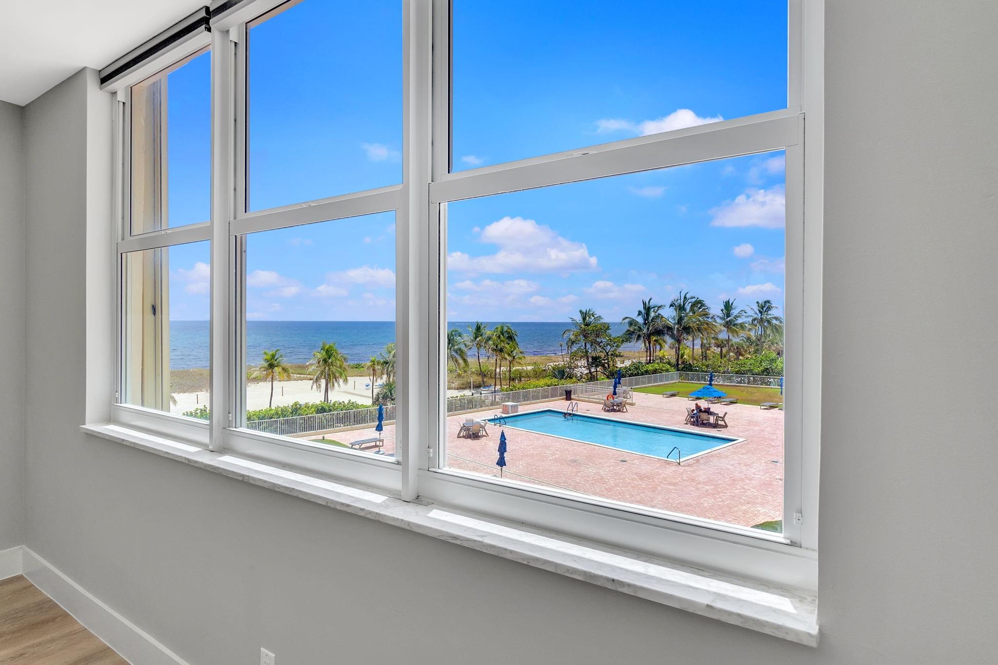 Designer Complete Remodel Feb 2023. Gorgeous Ocean, Beach & Sky Views. 2 large bedrooms, 2 full bathrooms. Bosch Fridge, Frigidaire Induction Range Oven, Frigidaire Microwave, Bosch Dishwasher, Beverage Cooler, Garbage Disposal, Hot Water Tank, Hurricane Windows/Doors, Luxury Vinyl Plank Flooring, LED lighting in Kitchen ceiling including under cabinet lighting, Quartz countertops with waterfall edges, custom dresser with quartz countertop in master closet. New Air Conditioner 2024, New Multi-Million Dollar Luxury Condo’s around US, same beach. Only 1/2 Mile to Pier, restaurants, bars, fishing & shopping. Enjoy new sauna, pool, BBQ’s, social room, new exercise room, pool table, 24/7 security, car wash, storage area, W/D on each floor. Onsite Manager.