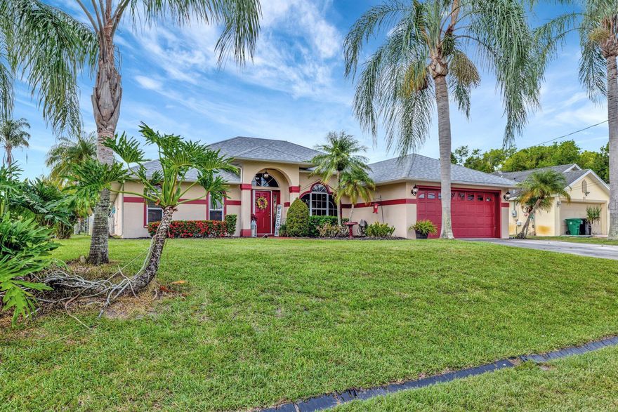 Welcome to your private paradise! This beautifully maintained 3-bedroom, 3-bathroom home offers the perfect blend of comfort, style, and Florida outdoor living--all with NO HOA restrictions.Step inside to a freshly painted interior featuring volume ceilings with elegant tray accents in the primary bedroom and bathroom. The open layout showcases tile flooring throughout the main living areas, brand new carpet in the bedrooms, and a spacious great room with a custom built-in wall unit that stays with the home. A formal dining area includes a built-in buffet, ideal for entertaining. The extra-large walk-in pantry and generously sized laundry room provide plenty of storage and functionality.