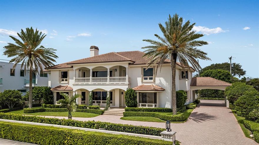 This Beautiful Flagler Drive home has expansive views of the Intracoastal Waterway and is situated on almost half an acre.  The spacious master suite and 4 En-suite bedrooms all have water views. The open kitchen has a Sub-Zero Refrigerator, Thermador appliances & features a breakfast nook.  The formal living room flows into the formal dining room for seamless entertaining.  The fantastic outdoor living space includes an outdoor kitchen, pool, loggia, East-West balconies & dock with a 20,000 pound lift.  This property also features a 3 car garage, upstairs/downstairs laundry & an elevator.  This is a must see! 24 Hour notice required for all showings. Facial covering required. No sign on Property.