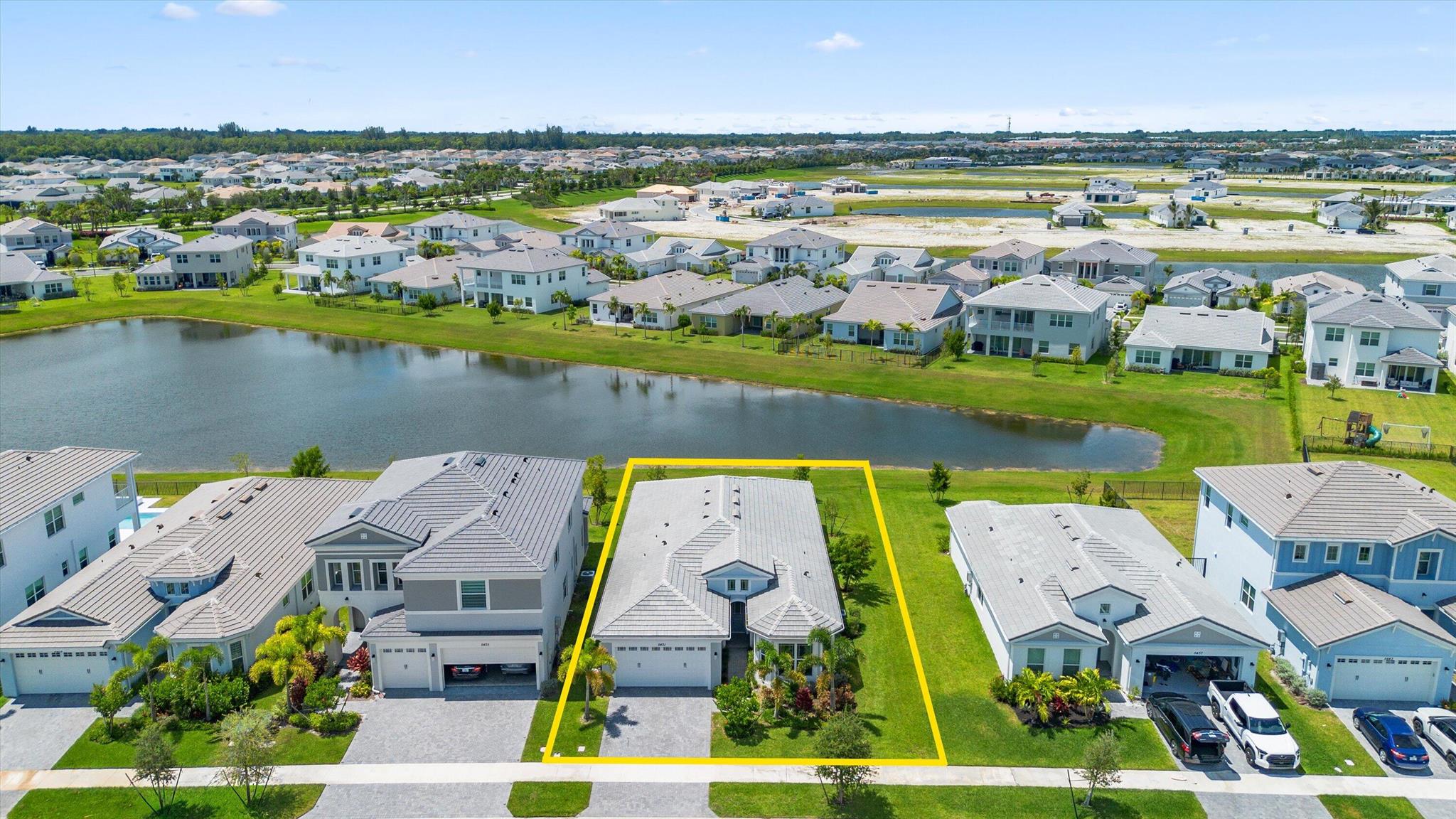 Just Listed in The Orchards at Westlake, FL! Experience lakefront living in this stunning Schefflera Model offering 3 bedrooms + den, 2.5 baths, a 2-car garage, and 2,305 sq. ft. of beautifully designed living space. From the moment you arrive, the home's lush landscaping, curb appeal, and tranquil lake views with an easement set the tone for elegance and comfort. With impact windows throughout, this home blends peace of mind with modern style.