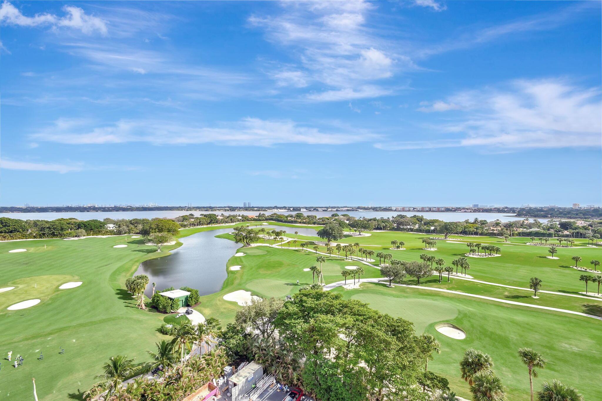 The ultimate display of high-end luxury and an elegant lifestyle. The most breathtaking views of the Palm Beaches, the golf course below you, the surrounding lakes and downtown Palm Beach from the two gigantic terraces of this large two bedroom and office, two bath condo. With 1700 square feet this corner unit condo is the largest in the Washington Tower, an elegant doorman building that is part of the coveted Lands of the Presidents, 24 Hour gated security complex. The Washington Tower is surrounded by the new Dutchman's Pipe Golf Club, designed by Jack Nicklaus. If you are a golfer, then this high-end golf course is right at your doorstep.
