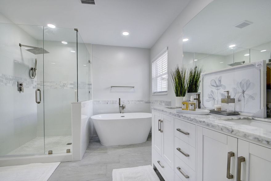 Minutes from the world-renowned Wellington International Equestrian Center, this 3BR/2BA gem defines Wellington's premier lifestyle. Relax in a spa-like primary suite featuring a standalone tub and frameless shower, or entertain on the screened lanai while overlooking the water from your in-ground spa. Newly updated with vaulted ceilings and just a short golf cart drive from the Wanderers Club, this home sits moments from the enchanting Wellington Dog Park and top-rated schools like Binks Forest Elementary and Wellington Landings Middle School. Turnkey and ready for you!