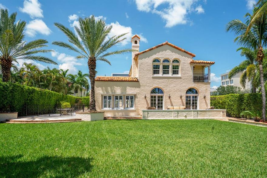 Located in Providencia Park ''Casa De Paz'' boasts more than 4400 square feet of living space with five bedrooms six bathrooms and direct Intracoastal water views. Thoughtfully restored historic details and modern amenities truly make this 1925 home a paradise. High volume pecky cypress ceilings, well-proportioned rooms, wood and stone flooring, hand forged wrought iron railings and a climatized wine room reflect the architectural charm of this property. A light and bright open kitchen to dining floor plan makes this home perfect for entertaining. Additional amenities include a heated pool and spa, two car garage, gated driveway, impact windows and doors. Close proximity to the Palm Beach Yacht Club and minutes to Palm Beach, restaurants, shopping and Palm Beach International airport.