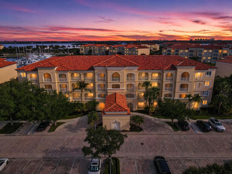 Perfectly Placed Harbour Isle End Unit with breathtaking, peaceful views of the Lagoon and Marina. Enjoy stepping out from the Sunroom to soak up the sun, have your morning coffee or that special nightcap overlooking the marina lights over moonlit water! This Unit has upgraded wood laminate flooring, SS appliances and sink, tile backsplash complimenting the granite tops, tasteful interior painting, Newer HVAC(2020) and HWH(2021). Primary Suite boasts Hunter Louvered Shades allowing light and privacy. End Units enjoy the privacy from the Exterior walkway and Building 16's location is a "stone's throw" from your Clubhouse, Pool and Tennis/Pickleball Courts. You'll LOVE the convenience and the Views! Harbour Isle Amenities are First Class Resort Style located on South Hutchinson Island across the Intercoastal Waterway from Ft. Pierce's World Class Marina, Downtown Saturday Farmers Market, Shops and Theater!