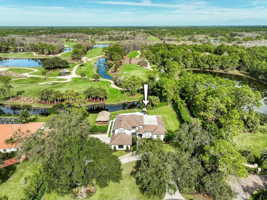 This ONE-OF-A-KIND custom built home on 1.25 acres on a private cul-de-sac location was completely overhauled and remodeled in 2023 with top of the line finishes and overlooks the prestigious Dye Preserve providing endless serene and breathtaking golf course, water and nature views. Homes are rarely available in this Jupiter hidden gem located in a unique gated community of The Links comprised of only 51 homesites bordering the exclusive Dye Preserve Golf Club nestled within the community of Ranch Colony. This CBS solid built home with ALL IMPACT GLASS and 2022 ROOF offers 4 bedrooms, 2.5 baths PLUS a flex room/office PLUS a large club room and a 3 CAR GARAGE. This newly renovated home offers you an immaculate like-new home with all the finishing touches already curated and completed for